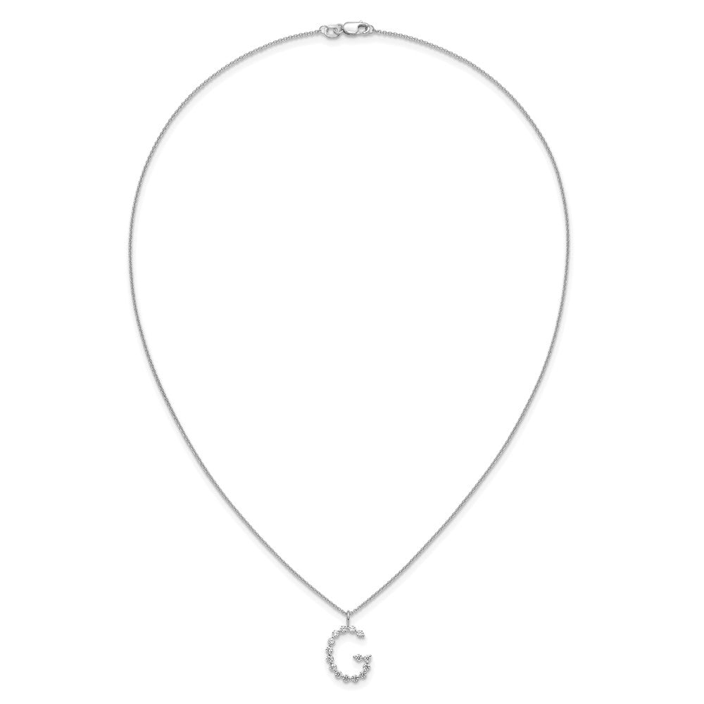 LGWN 14K White Gold 1/2 carat Lab Grown Diamond VS+ F+ Complete Alphabet G Pendant Necklace