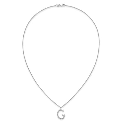 LGWN 14K White Gold 1/2 carat Lab Grown Diamond VS+ F+ Complete Alphabet G Pendant Necklace