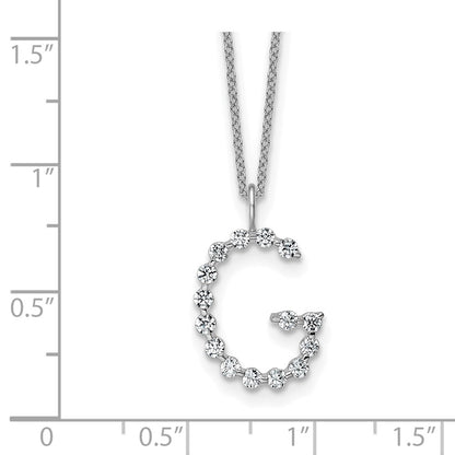 LGWN 14K White Gold 1/2 carat Lab Grown Diamond VS+ F+ Complete Alphabet G Pendant Necklace