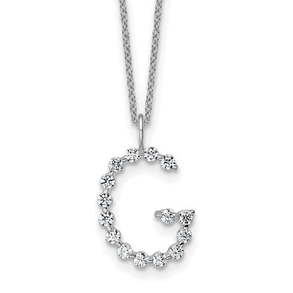 LGWN 14K White Gold 1/2 carat Lab Grown Diamond VS+ F+ Complete Alphabet G Pendant Necklace