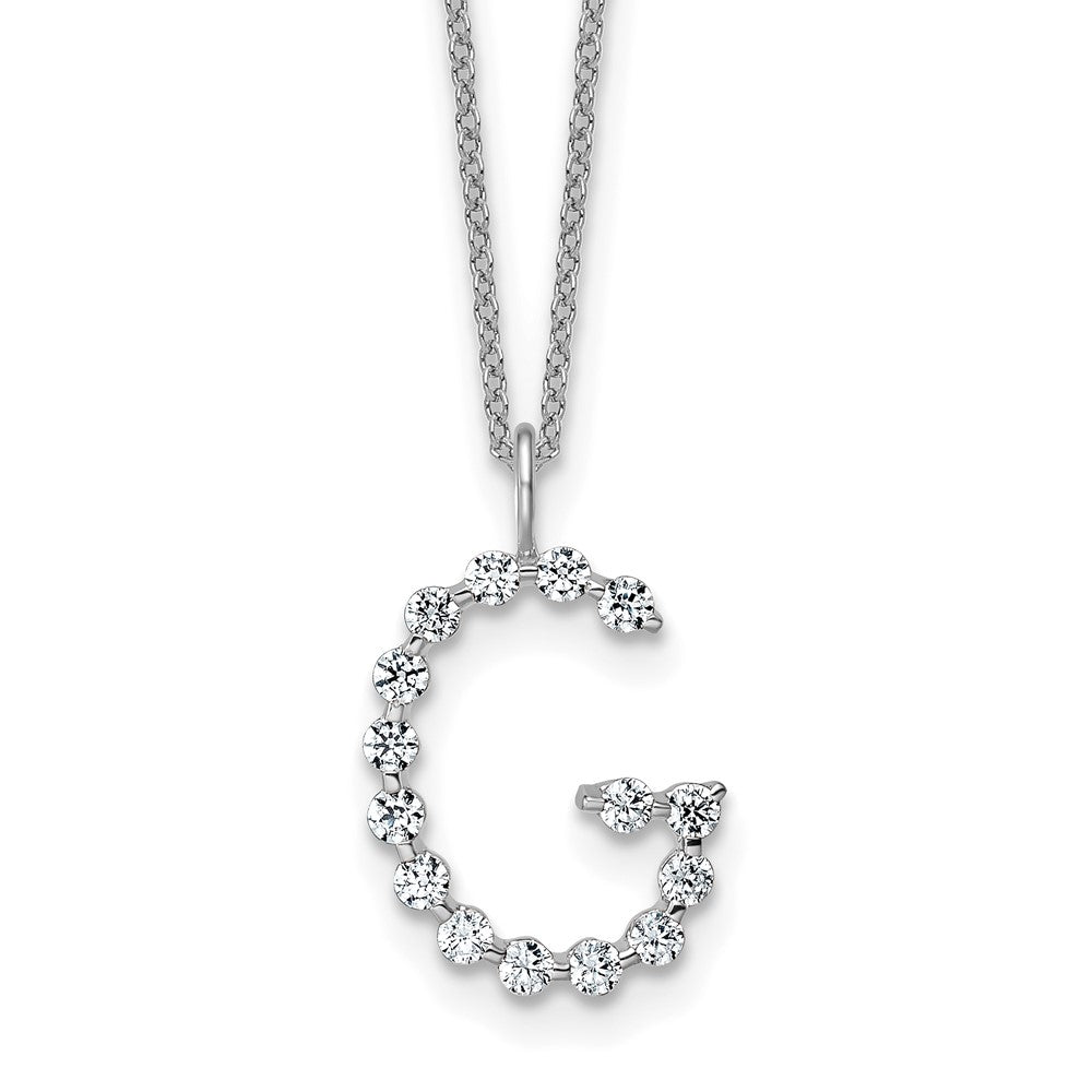 LGWN 14K White Gold 1/2 carat Lab Grown Diamond VS+ F+ Complete Alphabet G Pendant Necklace