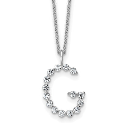 LGWN 14K White Gold 1/2 carat Lab Grown Diamond VS+ F+ Complete Alphabet G Pendant Necklace