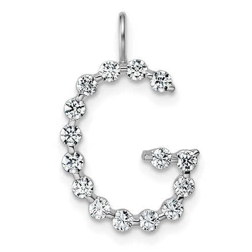 LGWP 14K White Gold 1/2 carat Lab Grown Diamond VS+ F+ Complete Alphabet G Pendant