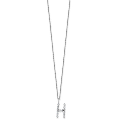 LGWN 14K White Gold 1/2 carat Lab Grown Diamond VS+ F+ Complete Alphabet H Pendant Necklace