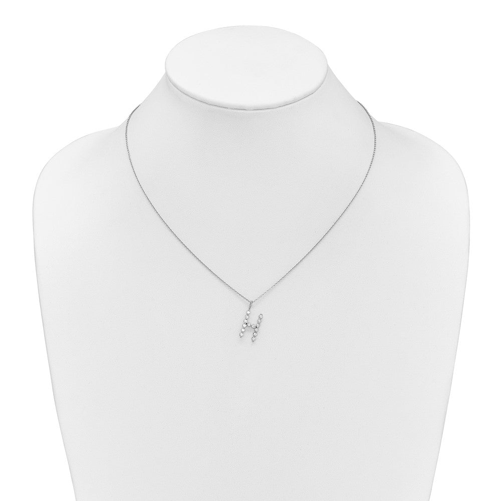 LGWN 14K White Gold 1/2 carat Lab Grown Diamond VS+ F+ Complete Alphabet H Pendant Necklace