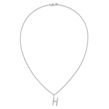 LGWN 14K White Gold 1/2 carat Lab Grown Diamond VS+ F+ Complete Alphabet H Pendant Necklace