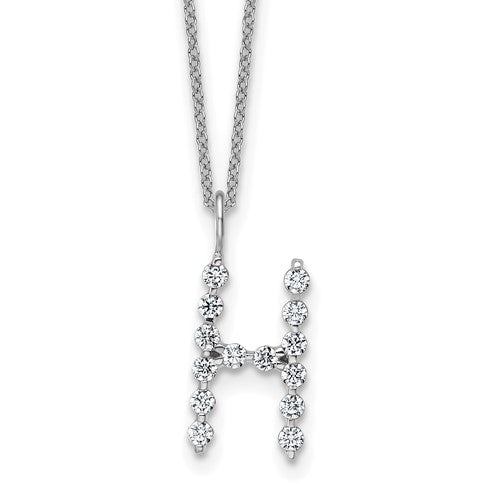 LGWN 14K White Gold 1/2 carat Lab Grown Diamond VS+ F+ Complete Alphabet H Pendant Necklace
