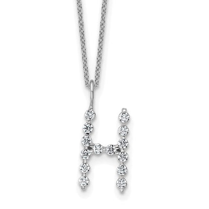 LGWN 14K White Gold 1/2 carat Lab Grown Diamond VS+ F+ Complete Alphabet H Pendant Necklace