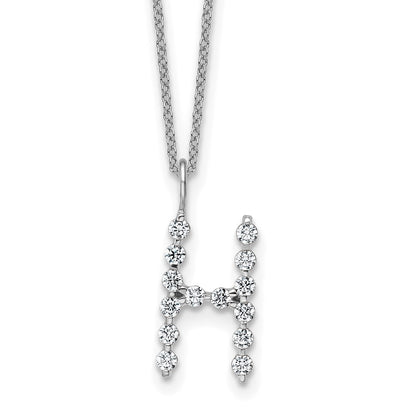 LGWN 14K White Gold 1/2 carat Lab Grown Diamond VS+ F+ Complete Alphabet H Pendant Necklace