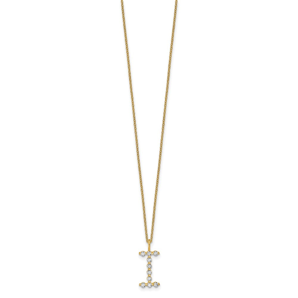 LGYN 14K Yellow Gold 1/3 carat Lab Grown Diamond VS+ F+ Complete Alphabet I Pendant Necklace