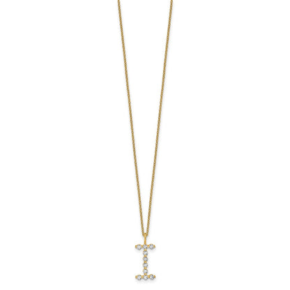 LGYN 14K Yellow Gold 1/3 carat Lab Grown Diamond VS+ F+ Complete Alphabet I Pendant Necklace