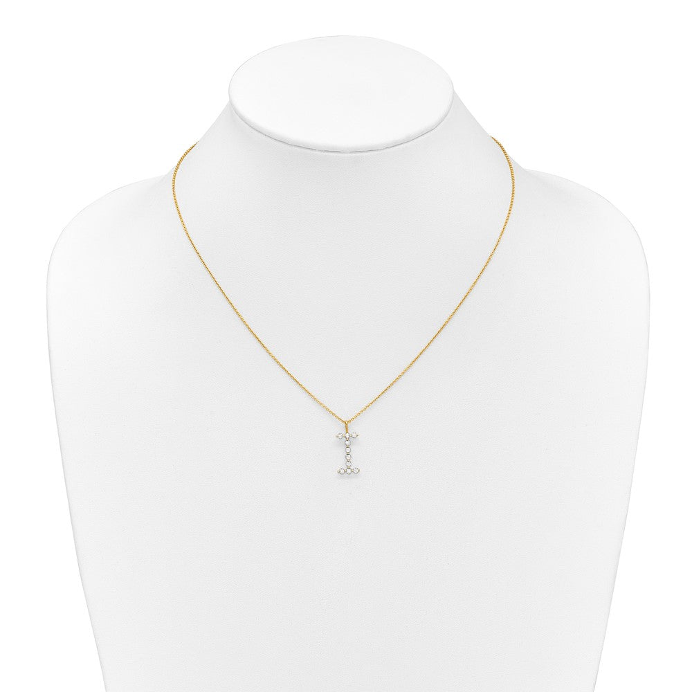 LGYN 14K Yellow Gold 1/3 carat Lab Grown Diamond VS+ F+ Complete Alphabet I Pendant Necklace