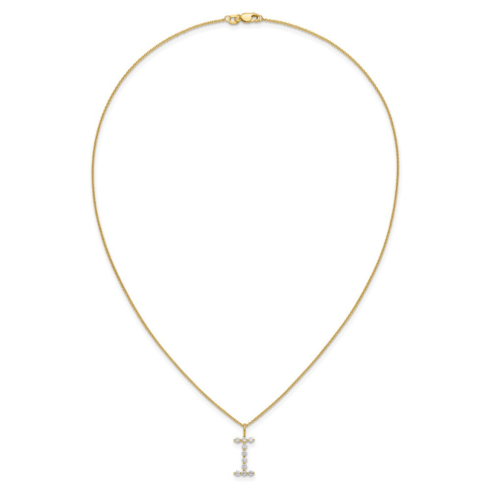 LGYN 14K Yellow Gold 1/3 carat Lab Grown Diamond VS+ F+ Complete Alphabet I Pendant Necklace