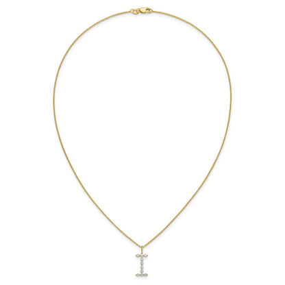 LGYN 14K Yellow Gold 1/3 carat Lab Grown Diamond VS+ F+ Complete Alphabet I Pendant Necklace