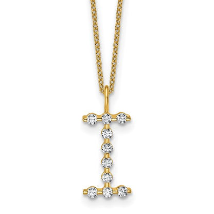 LGYN 14K Yellow Gold 1/3 carat Lab Grown Diamond VS+ F+ Complete Alphabet I Pendant Necklace