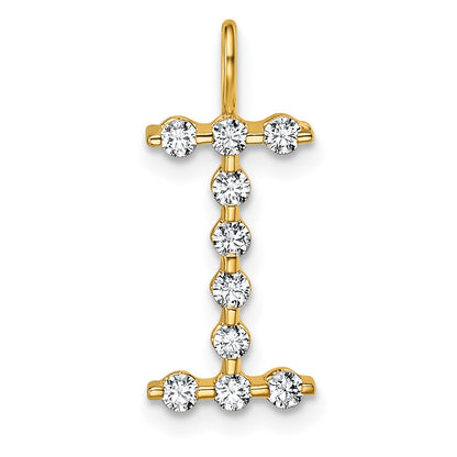 LGYP 14K Yellow Gold 1/3 carat Lab Grown Diamond VS+ F+ Complete Alphabet I Pendant