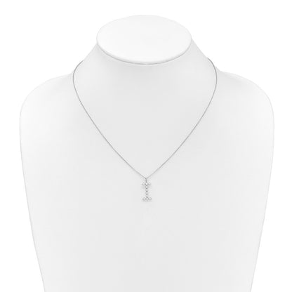 LGWN 14K White Gold 1/3 carat Lab Grown Diamond VS+ F+ Complete Alphabet I Pendant Necklace