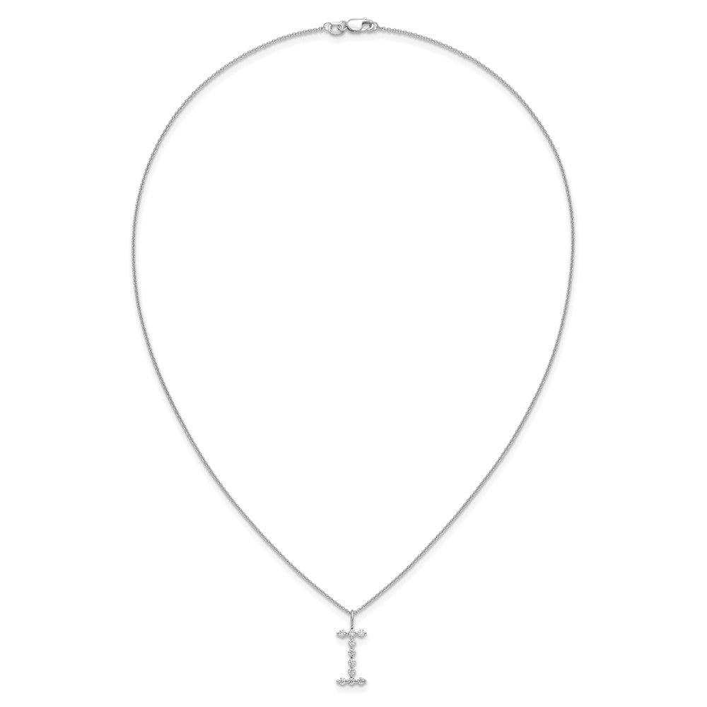 LGWN 14K White Gold 1/3 carat Lab Grown Diamond VS+ F+ Complete Alphabet I Pendant Necklace