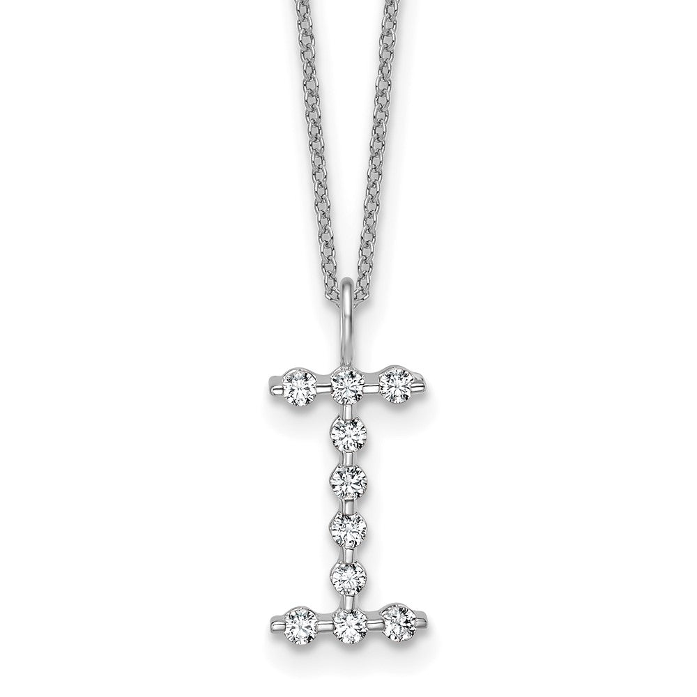 LGWN 14K White Gold 1/3 carat Lab Grown Diamond VS+ F+ Complete Alphabet I Pendant Necklace