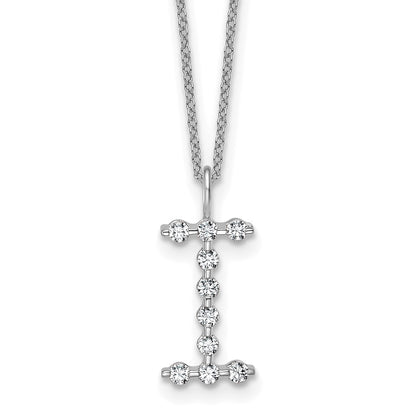 LGWN 14K White Gold 1/3 carat Lab Grown Diamond VS+ F+ Complete Alphabet I Pendant Necklace