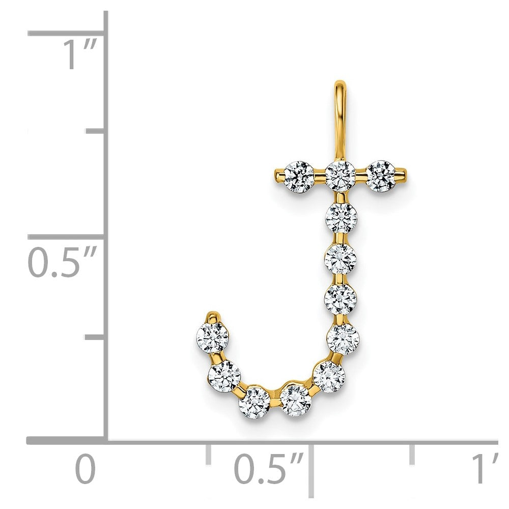 LGYP 14K Yellow Gold 3/8 carat Lab Grown Diamond VS+ F+ Complete Alphabet J Pendant