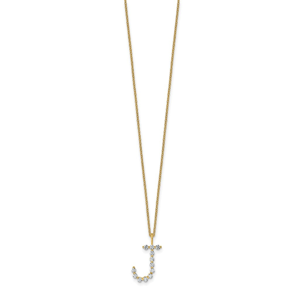LGYN 14K Yellow Gold 3/8 carat Lab Grown Diamond VS+ F+ Complete Alphabet J Pendant Necklace
