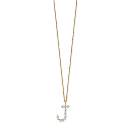 LGYN 14K Yellow Gold 3/8 carat Lab Grown Diamond VS+ F+ Complete Alphabet J Pendant Necklace