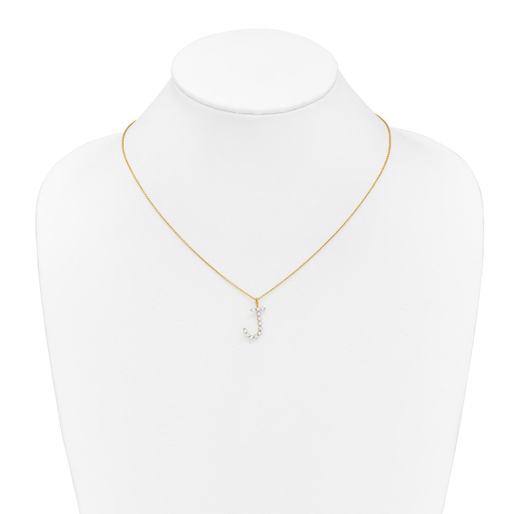 LGYN 14K Yellow Gold 3/8 carat Lab Grown Diamond VS+ F+ Complete Alphabet J Pendant Necklace