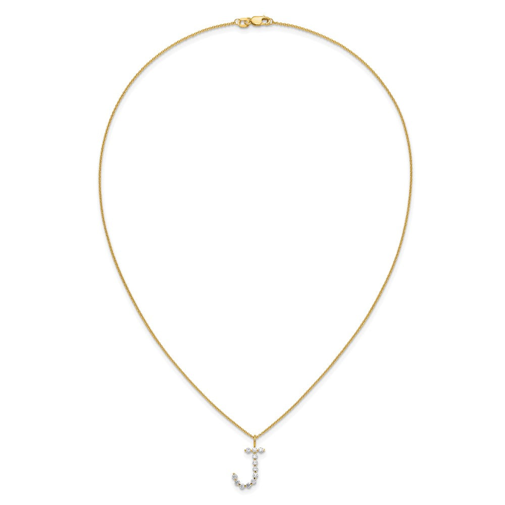 LGYN 14K Yellow Gold 3/8 carat Lab Grown Diamond VS+ F+ Complete Alphabet J Pendant Necklace