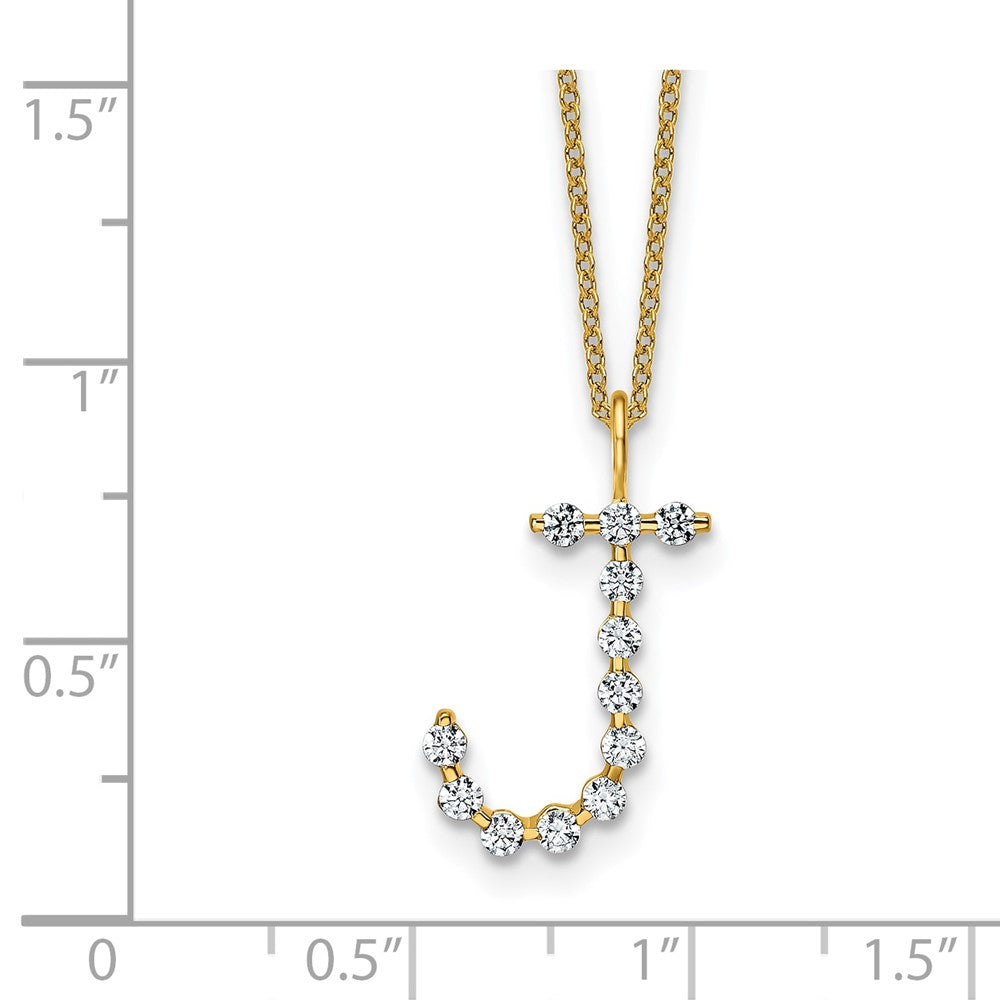 LGYN 14K Yellow Gold 3/8 carat Lab Grown Diamond VS+ F+ Complete Alphabet J Pendant Necklace
