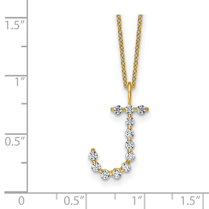 LGYN 14K Yellow Gold 3/8 carat Lab Grown Diamond VS+ F+ Complete Alphabet J Pendant Necklace