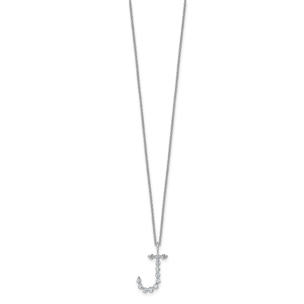 LGWN 14K White Gold 3/8 carat Lab Grown Diamond VS+ F+ Complete Alphabet J Pendant Necklace