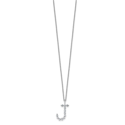LGWN 14K White Gold 3/8 carat Lab Grown Diamond VS+ F+ Complete Alphabet J Pendant Necklace