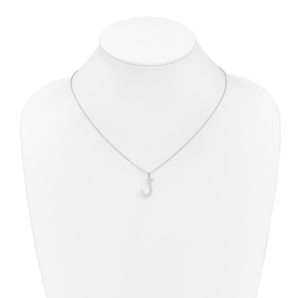 LGWN 14K White Gold 3/8 carat Lab Grown Diamond VS+ F+ Complete Alphabet J Pendant Necklace