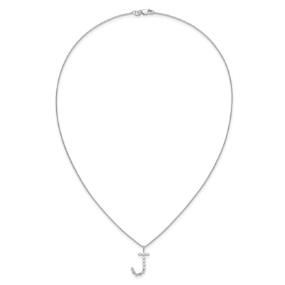 LGWN 14K White Gold 3/8 carat Lab Grown Diamond VS+ F+ Complete Alphabet J Pendant Necklace