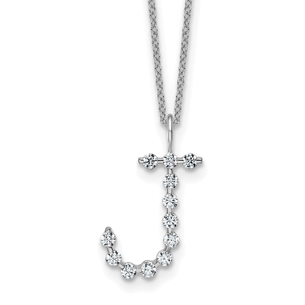 LGWN 14K White Gold 3/8 carat Lab Grown Diamond VS+ F+ Complete Alphabet J Pendant Necklace