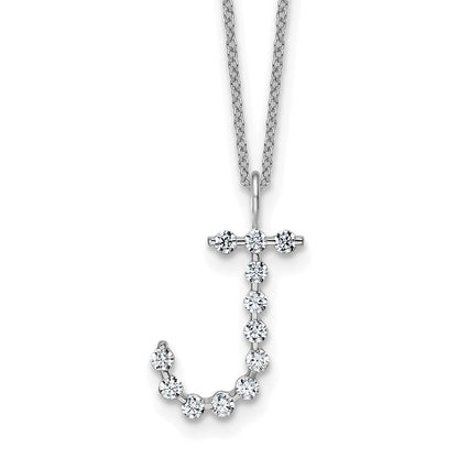 LGWN 14K White Gold 3/8 carat Lab Grown Diamond VS+ F+ Complete Alphabet J Pendant Necklace