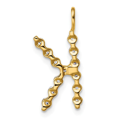 LGYP 14K Yellow Gold 3/8 carat Lab Grown Diamond VS+ F+ Complete Alphabet K Pendant