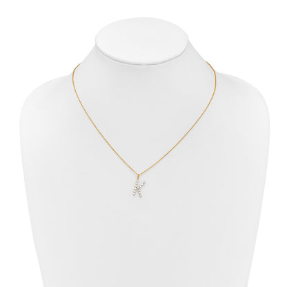 LGYN 14K Yellow Gold 3/8 carat Lab Grown Diamond VS+ F+ Complete Alphabet K Pendant Necklace