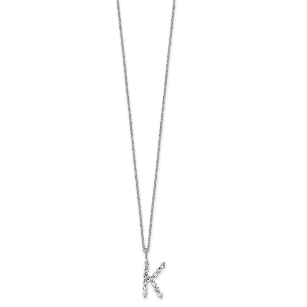 LGWN 14K White Gold 3/8 carat Lab Grown Diamond VS+ F+ Complete Alphabet K Pendant Necklace