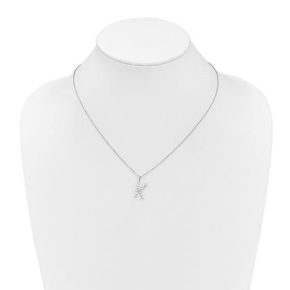 LGWN 14K White Gold 3/8 carat Lab Grown Diamond VS+ F+ Complete Alphabet K Pendant Necklace