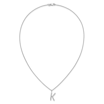 LGWN 14K White Gold 3/8 carat Lab Grown Diamond VS+ F+ Complete Alphabet K Pendant Necklace