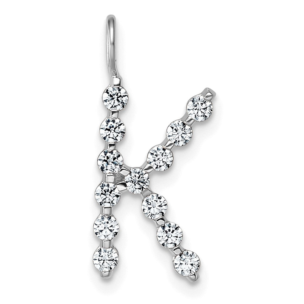 LGWP 14K White Gold 3/8 carat Lab Grown Diamond VS+ F+ Complete Alphabet K Pendant