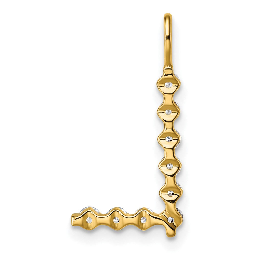 LGYP 14K Yellow Gold 1/3 carat Lab Grown Diamond VS+ F+ Complete Alphabet L Pendant