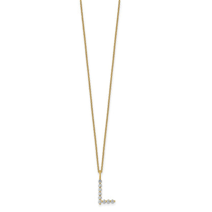 LGYN 14K Yellow Gold 1/3 carat Lab Grown Diamond VS+ F+ Complete Alphabet L Pendant Necklace