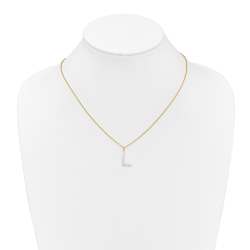 LGYN 14K Yellow Gold 1/3 carat Lab Grown Diamond VS+ F+ Complete Alphabet L Pendant Necklace