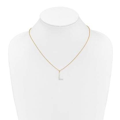 LGYN 14K Yellow Gold 1/3 carat Lab Grown Diamond VS+ F+ Complete Alphabet L Pendant Necklace
