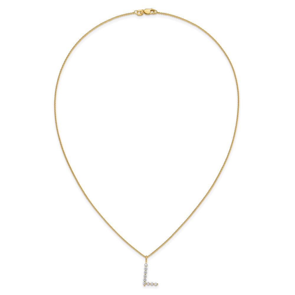 LGYN 14K Yellow Gold 1/3 carat Lab Grown Diamond VS+ F+ Complete Alphabet L Pendant Necklace