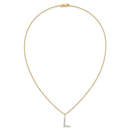 LGYN 14K Yellow Gold 1/3 carat Lab Grown Diamond VS+ F+ Complete Alphabet L Pendant Necklace