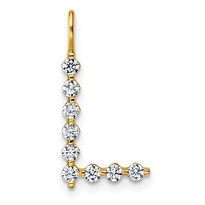 LGYP 14K Yellow Gold 1/3 carat Lab Grown Diamond VS+ F+ Complete Alphabet L Pendant